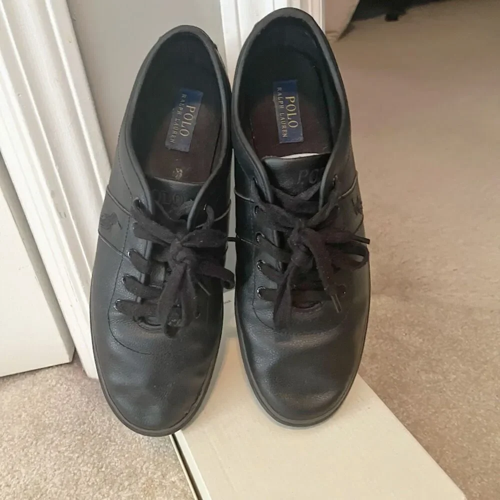 Polo Ralph Lauren Halford Leather Cushioned Lace Up Comfy Walking Sneakers